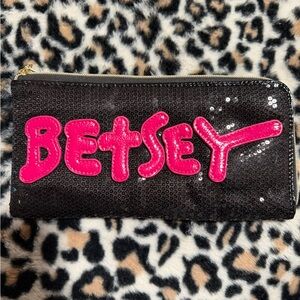 Betsey Johnson Black and Pink Sequin Wallet